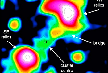 Coloured image showing new structure in this galaxy cluster