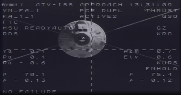 ATV callled 'Albert Einstein' approaches the station's docking port. Image: NASA/ISS