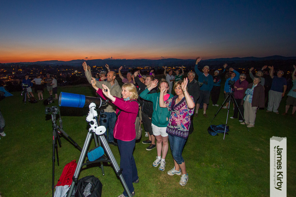 Near Kendal Castle in Cumbria, UK, people gathered to gaze at and wave at Saturn. Image: James Kirby