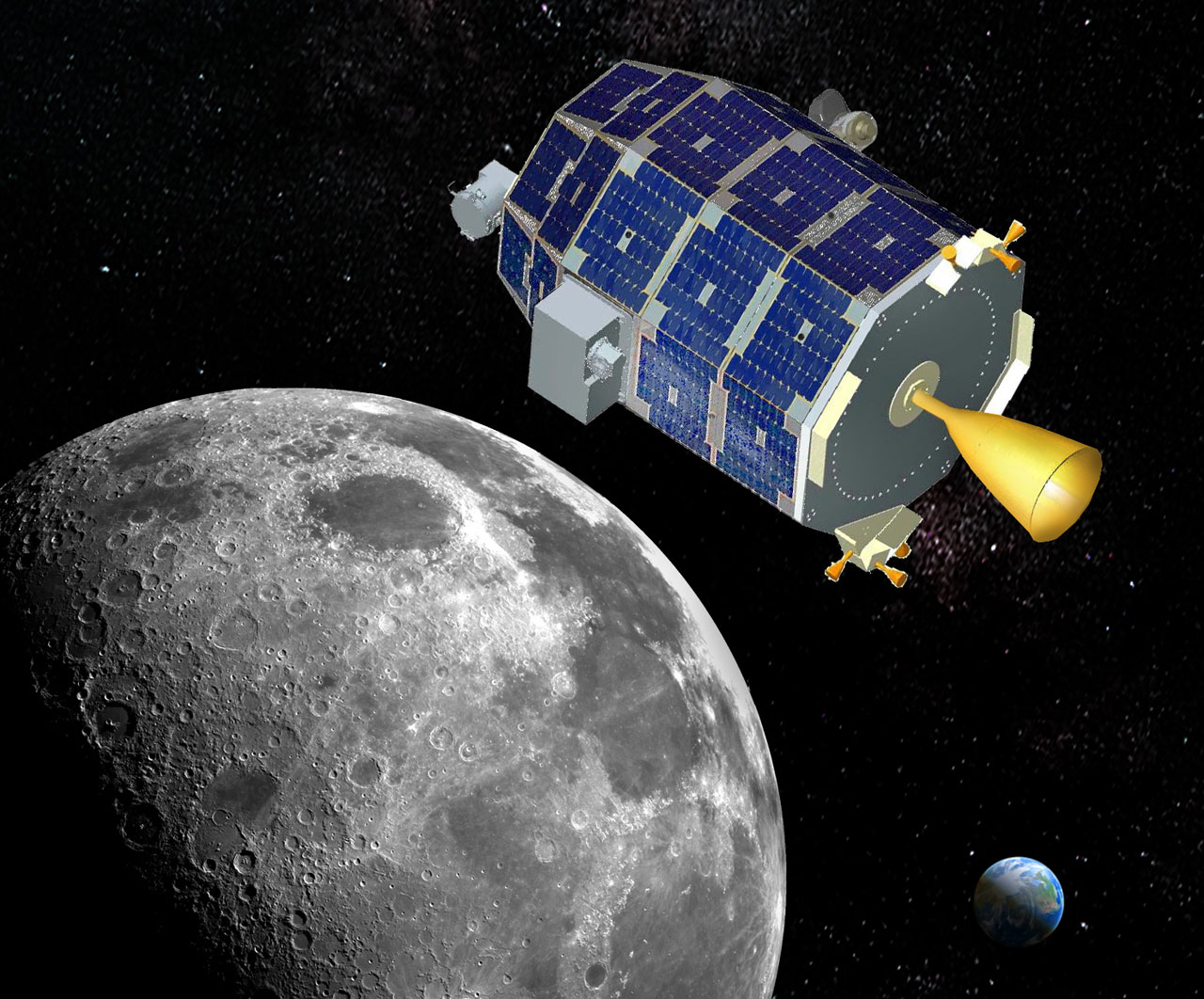 NASA's LADEE spacecraft enters lunar orbit. Image: NASA