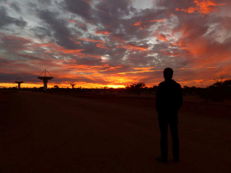 Sunset at the CSIRO Murchison Radio-astronomy Observatory
