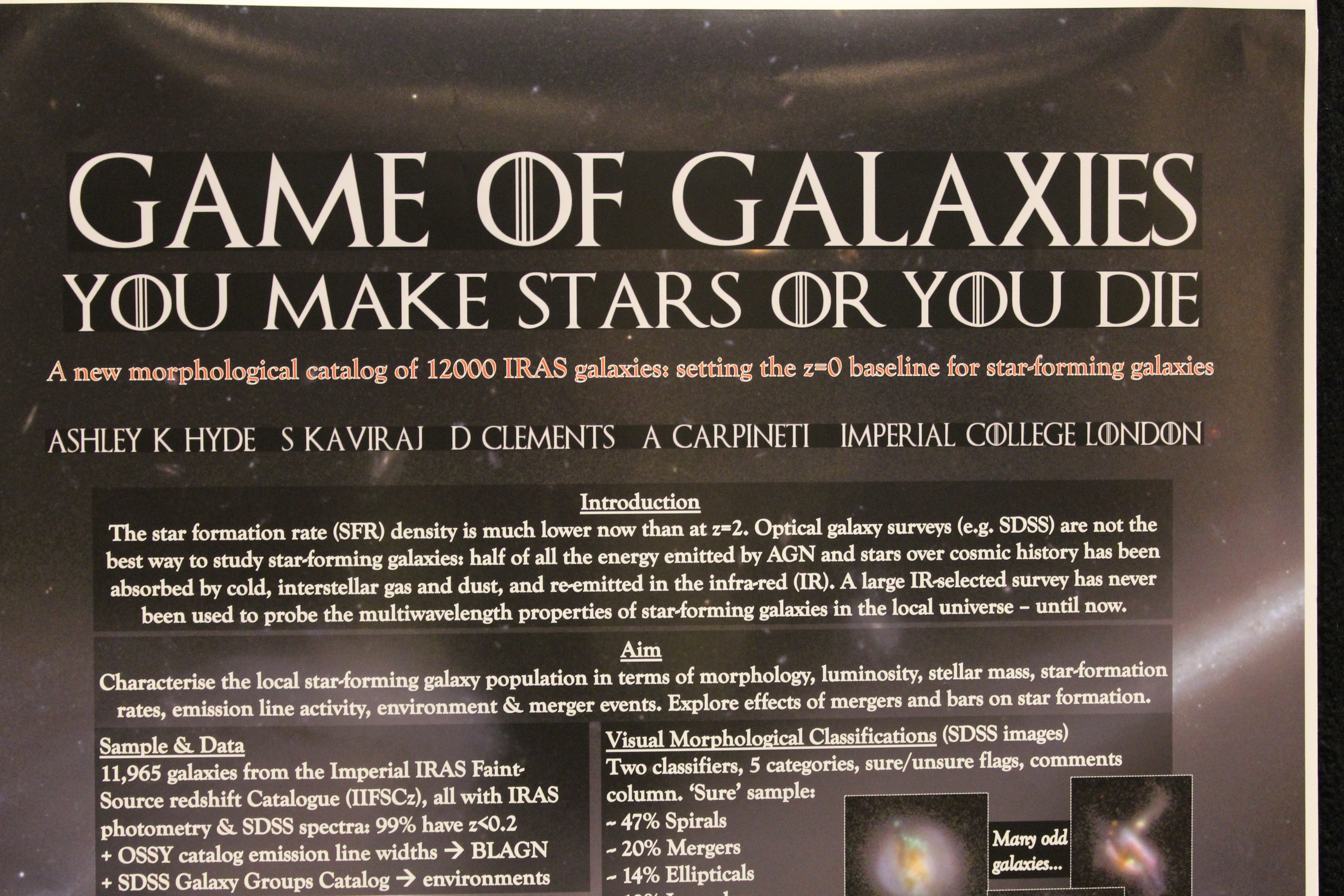 A poster saying "Game of galaxies".