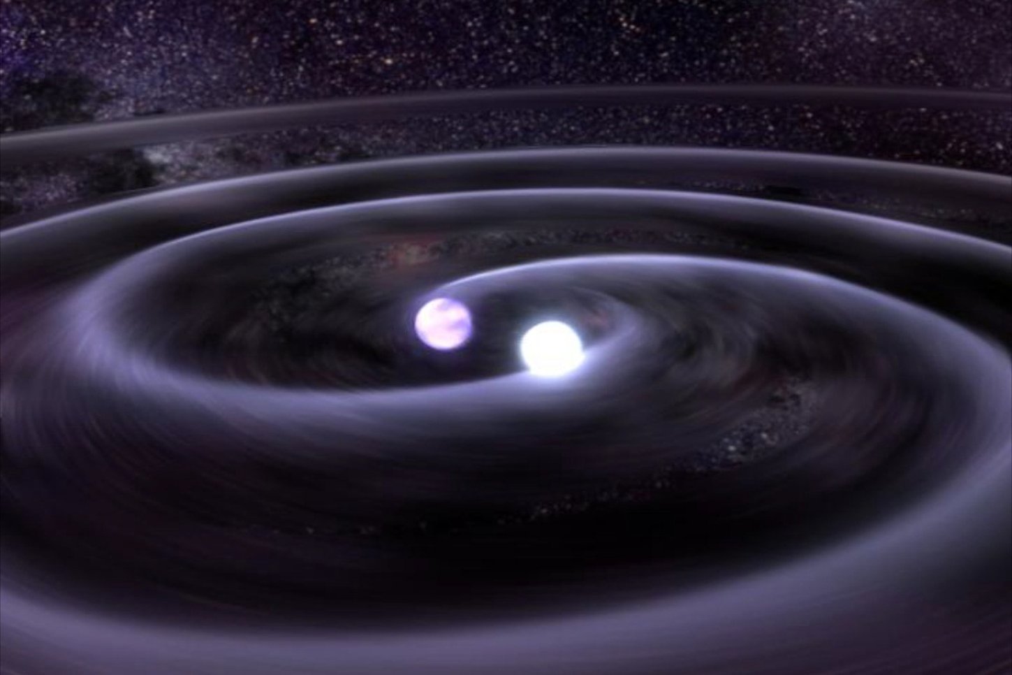 Orbiting black holes generate gravitational waves. Image: NASA