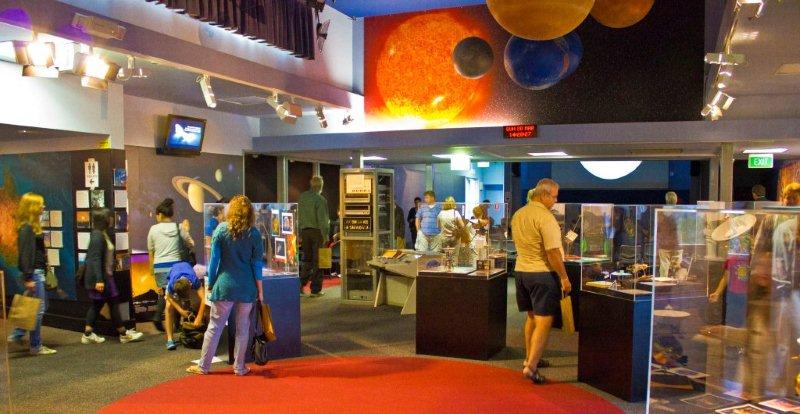 The Canberra Space Centre features two theatres, exhibits of real space hardware and full scale replicas of spacecraft and spacesuits, plus great views across the massive antenna dish complex. Photo: P.Morris