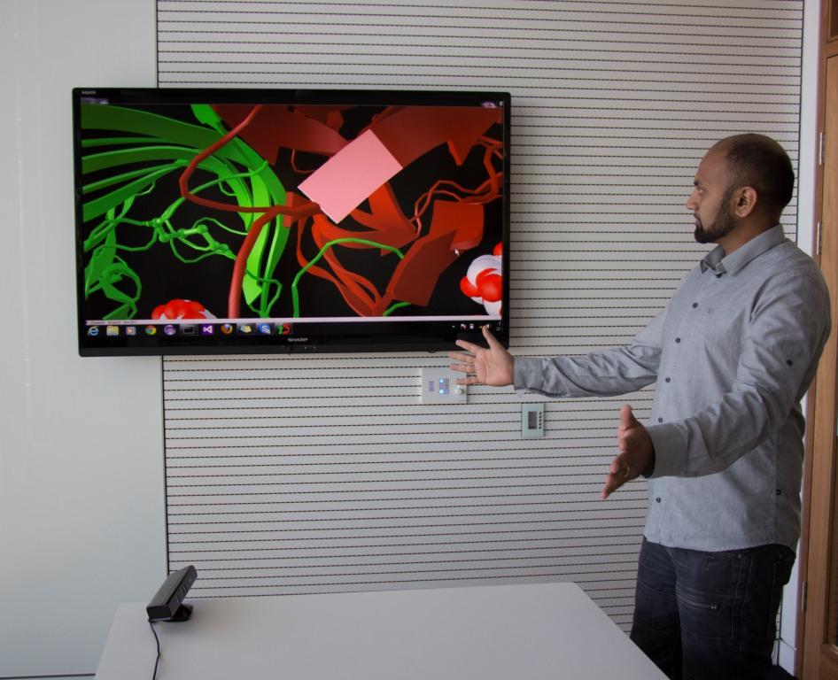 The force is strong with this one: computer engineer and PhD student, Kenny Sabir demonstrates gesture control using a Kinect device.