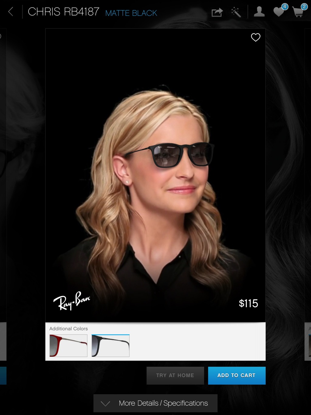CSIRO’s Smart Vision technology used as a component of Glasses.com’s purchasing app. Image: glasses.com