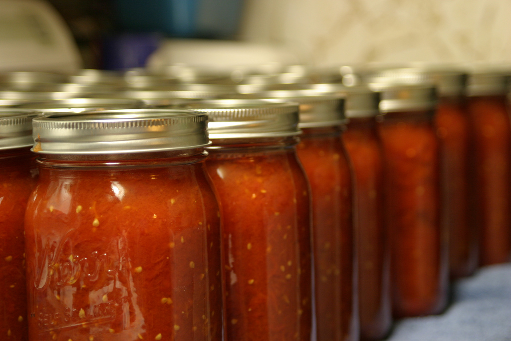 Jars of tomato sauce