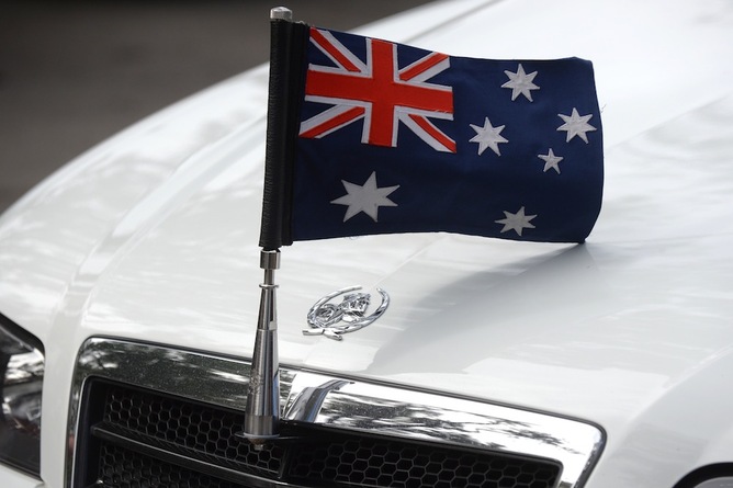 Australian flag on car