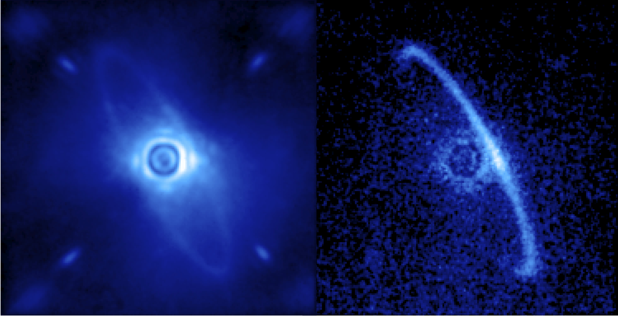 Gemini Planet Imager’s first light image of the light scattered by a disk of dust orbiting the young star HR4796A. Image: Processing by Marshall Perrin, Space Telescope Science Institute.