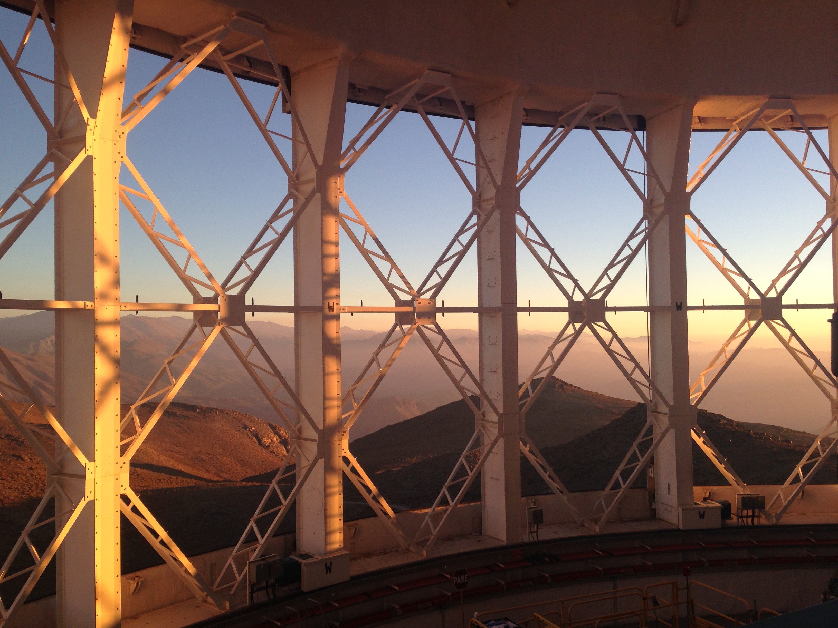 The landscape around Cerro Pachon as seen through the Gemini South Dome structure.