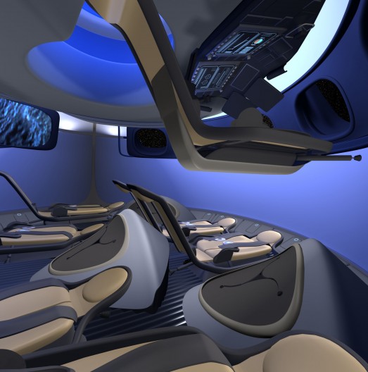 Concept art of the interior of Boeing's CST-100 spacecraft. Image: Boeing