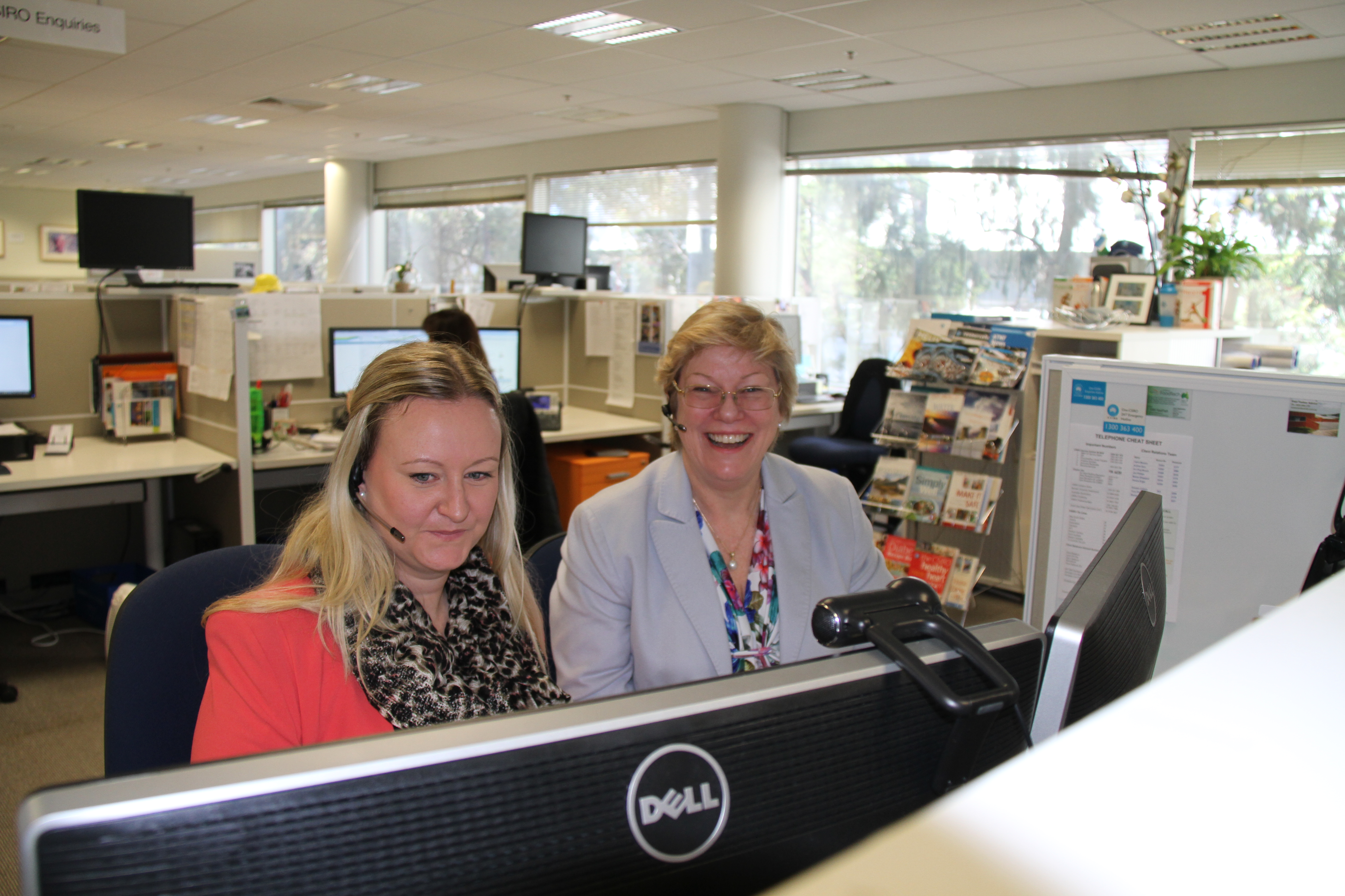 L-R Our Client Relations Manager Claire Manson showing our Chief Executive Megan Clark the ropes