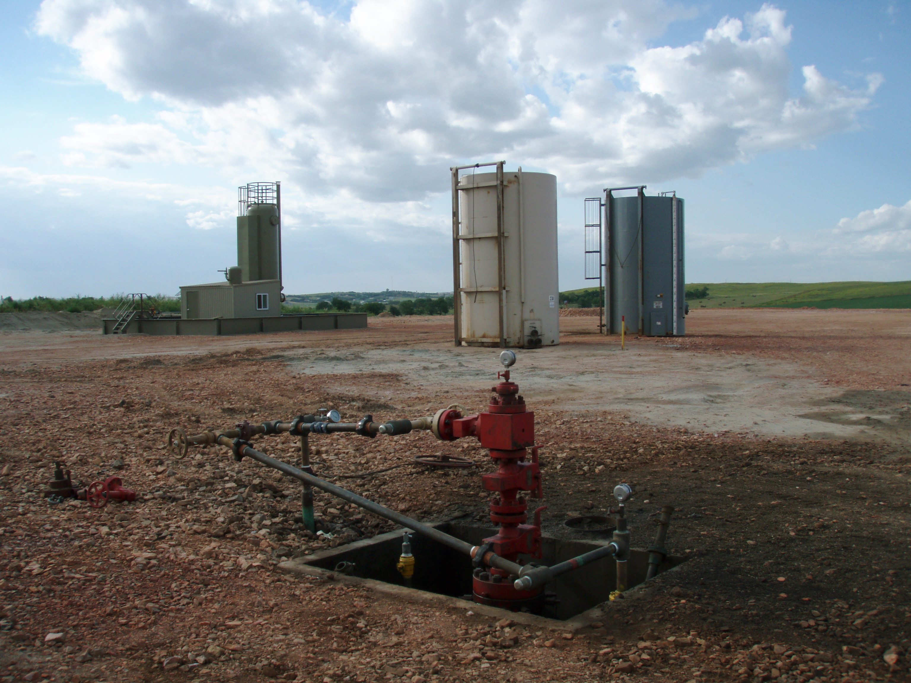 Fracking site wellhead 