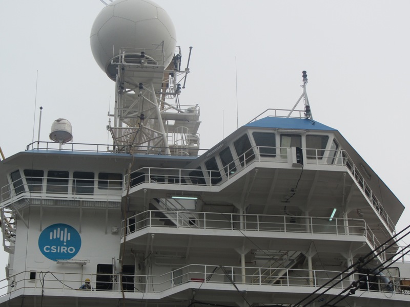 RV Investigator's weather radar and main mast