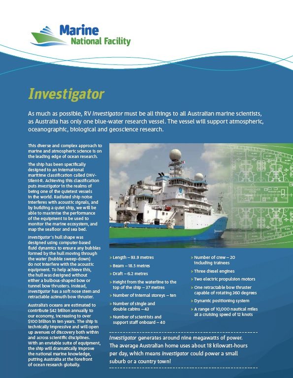 RV Investigator ship specifications