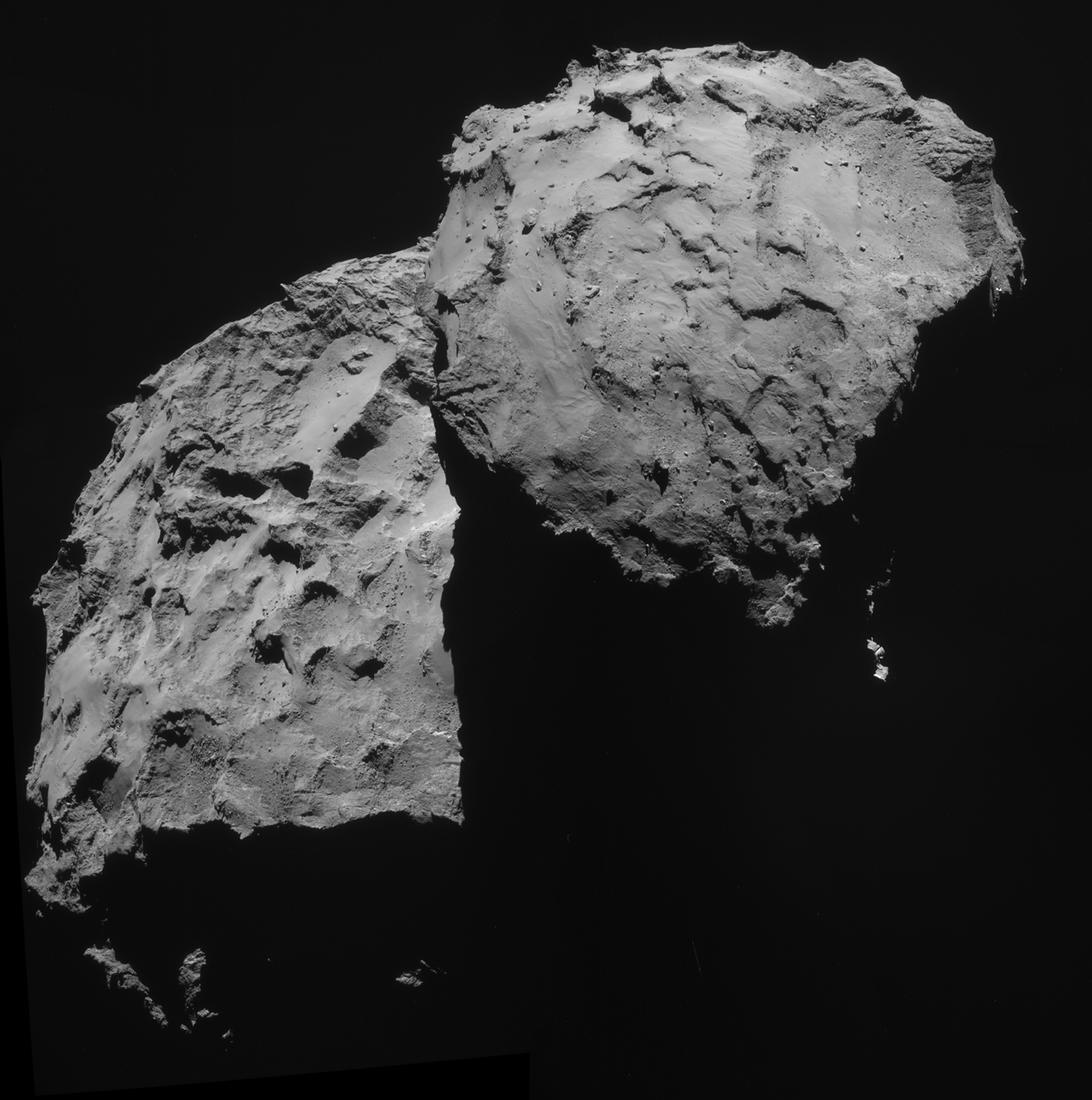 Comet 67P Churyumov Gerasimenko is a relative newcomer to the inner solar system, possibly originating from the Oort Cloud. Image: ESA