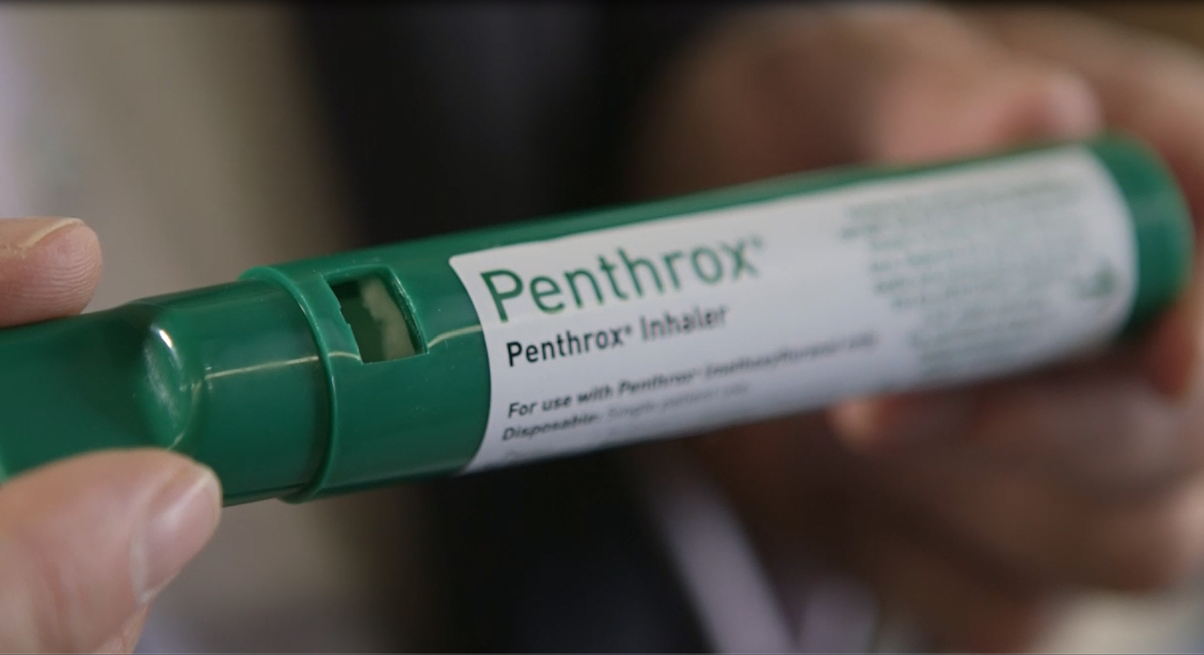 The Penthrox inhaler, nicknamed the ‘green whistle’, delivers immediate pain-relief .