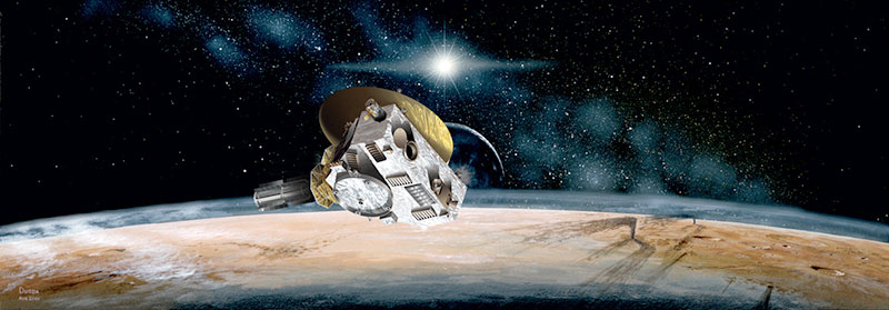 New Horizons’ flies past Pluto in this artist's rendition. Image: NASA/JHUAPL