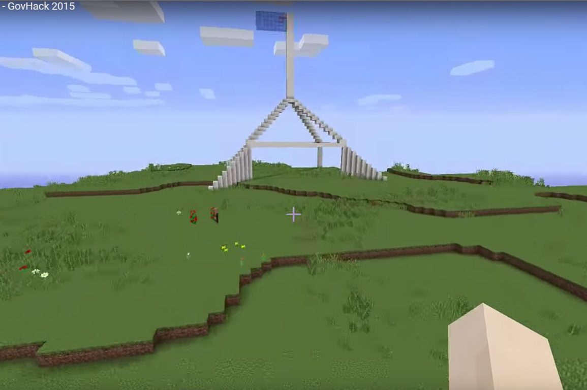 Parliament House, Canberra rendered in Minecraft