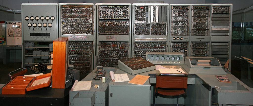 CSIRAC, as displayed at Melbourne Museum. Image credit: https://en.wikipedia.org/wiki/User:Jjron