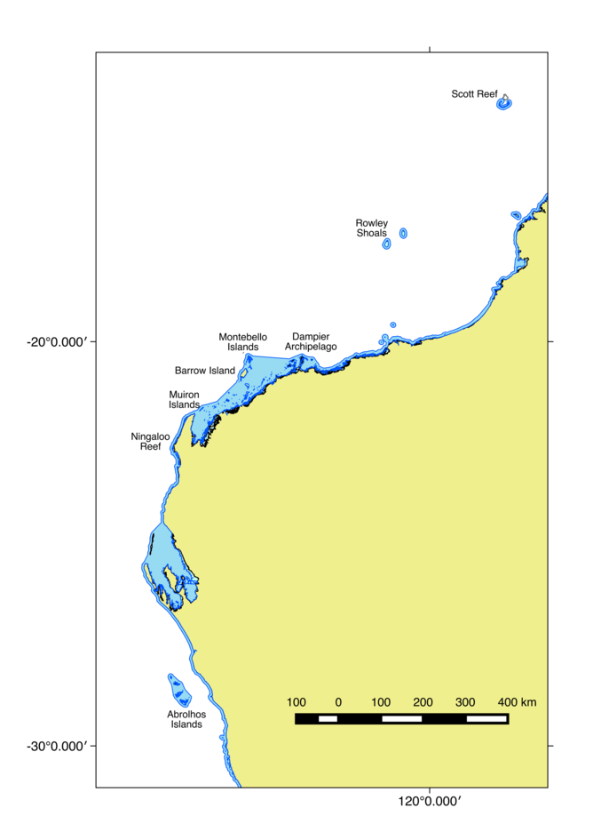 Map of major coral reefs in Western Australia. Image credit - Mick Haywood.