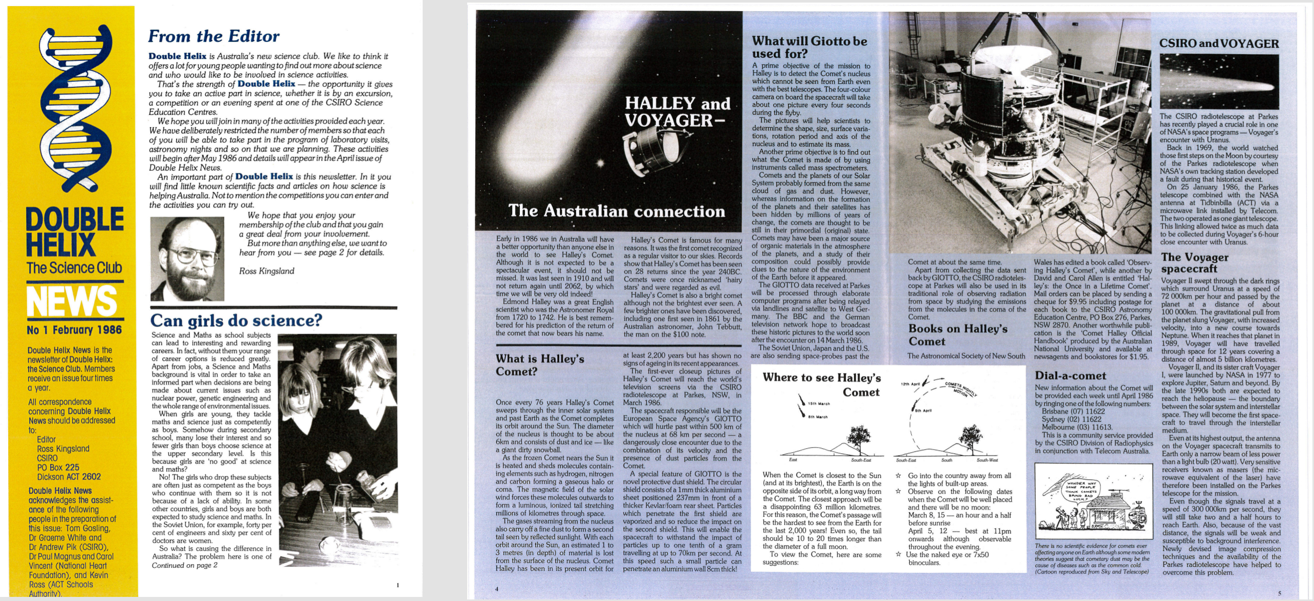 First edition of the Double Helix newsletter from 1986