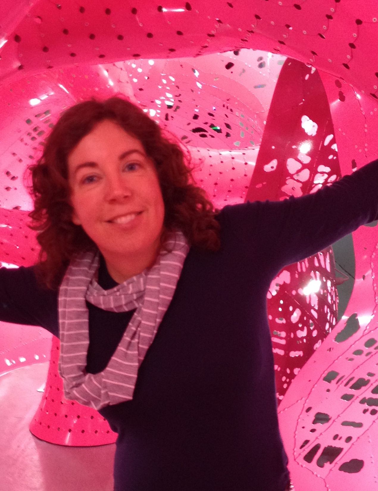 Claudette Bateup inside pink art installation
