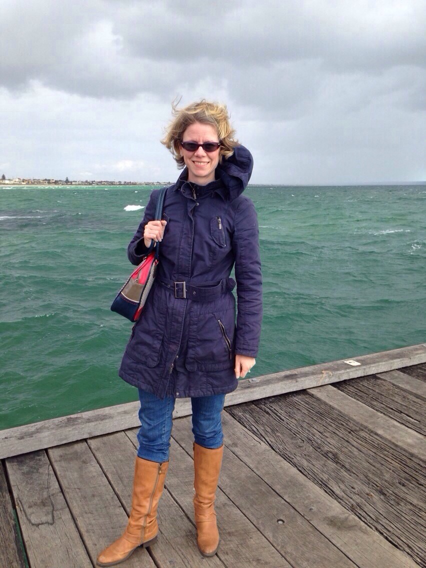 Kate Nakashima enjoying the seaside on the pier.