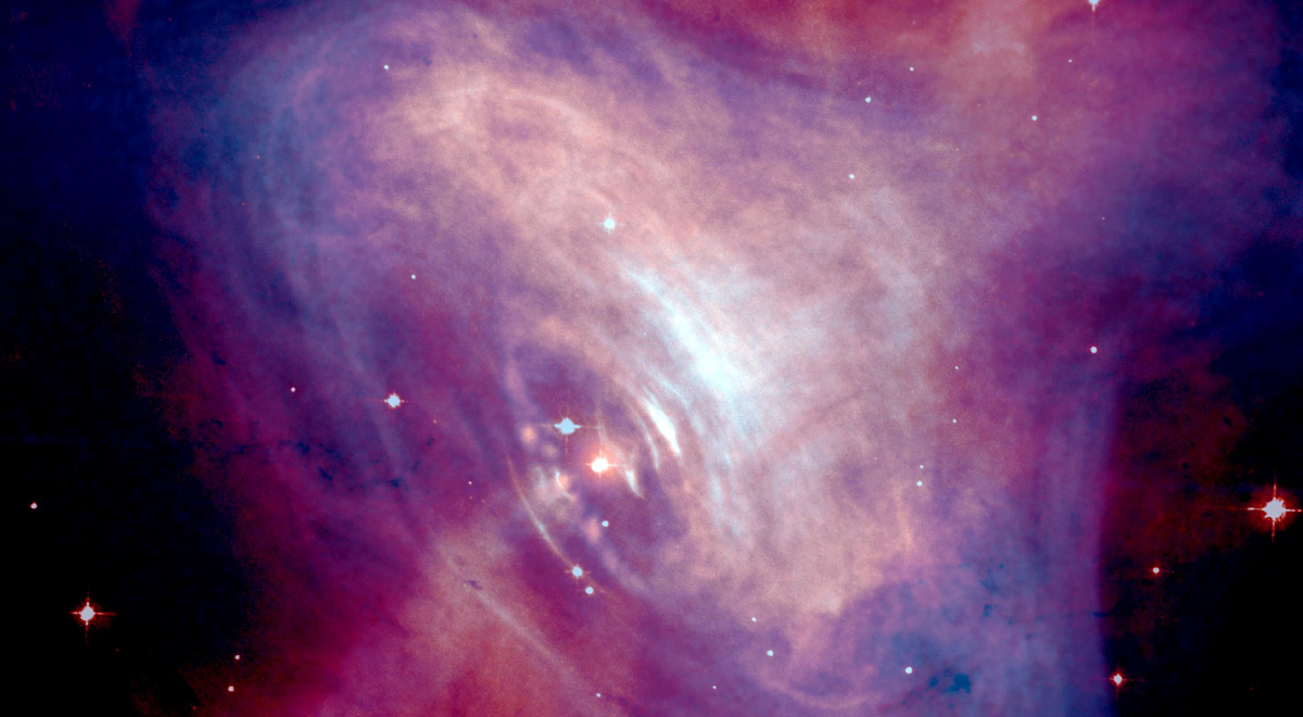 Bright clouds of a pulsar emitting light