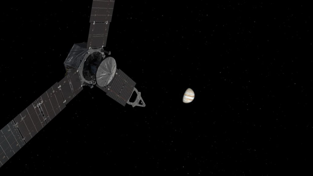 NASA's Juno spacecraft approaching Jupiter. 
