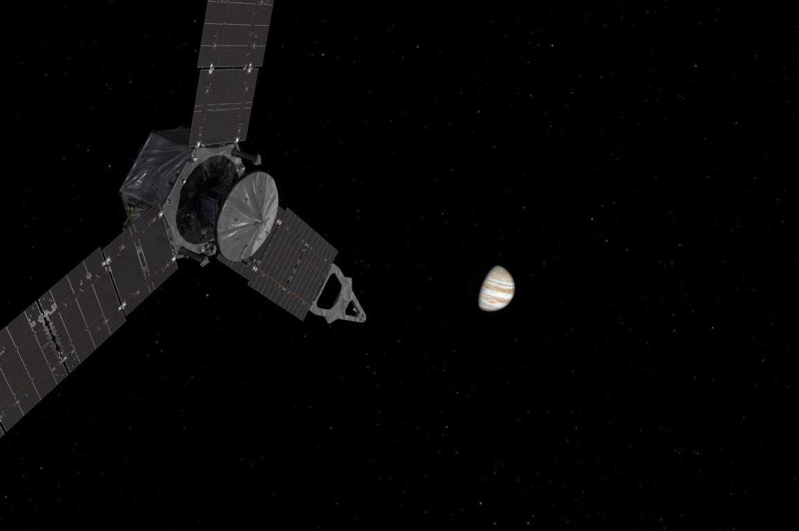 NASA's Juno spacecraft approaching Jupiter.