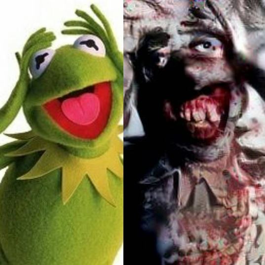 Kermit the Zombie before/after. Image - Nightmare Machine