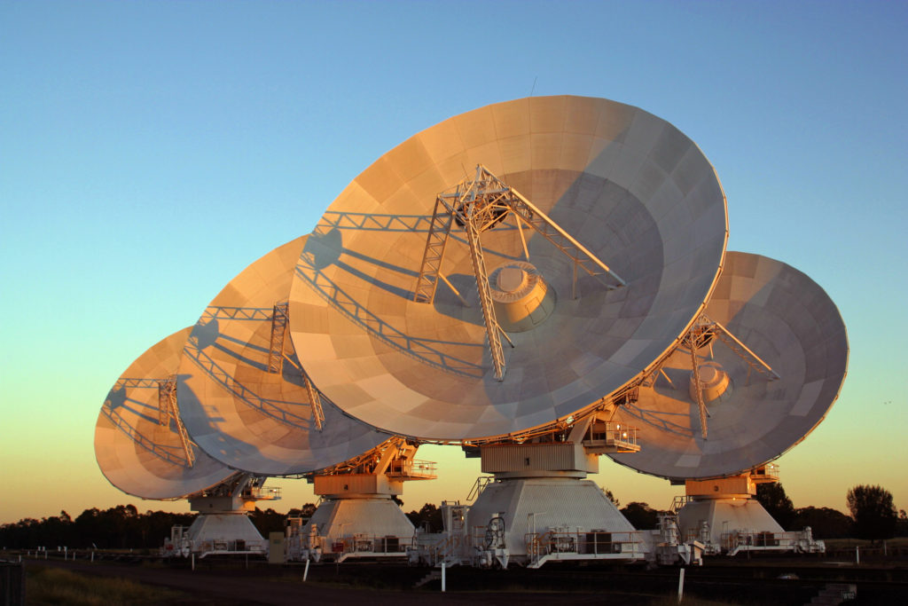 Four of the six antennas of the Australia Telescope Compact Array.