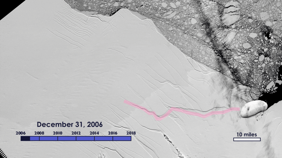 GIF of Larsen C ice shelf crack