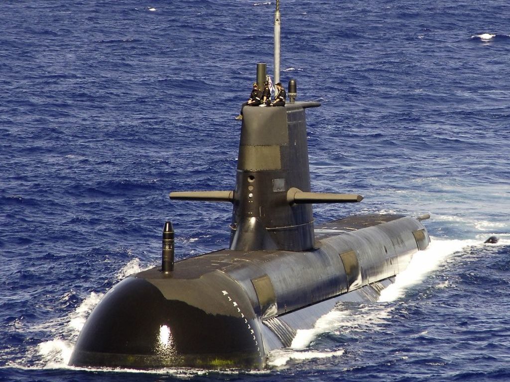HMAS Rankin, sixth submarine of the Collins class, underway in 2006 Image: James R. Evans