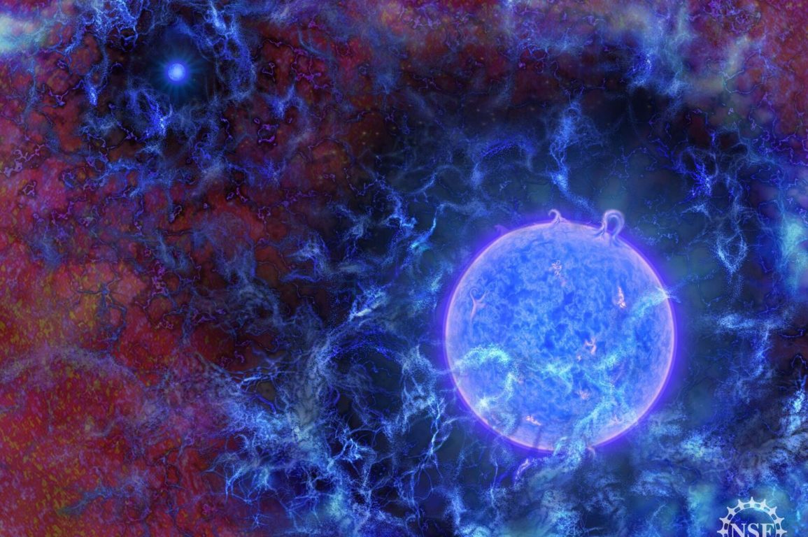 Artist's rendition of the first stars amid hydrogen gas