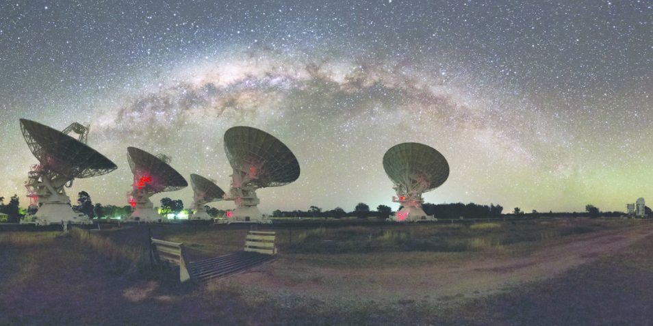 CSIRO's Australia Telescope Compact Array telescope, in Narrabri NSW.