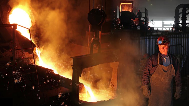 A man smelting iron ore 