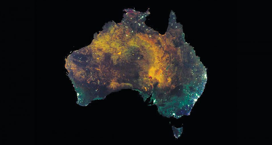 A picture of a Australia at night