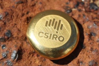 Gold ingot engraved with CSIRO logo