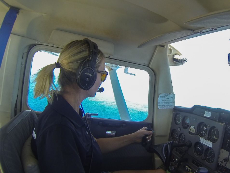 Tiffany Klein piloting an aeroplane