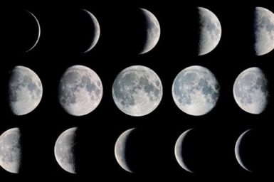 Image showing the moon at different phases.