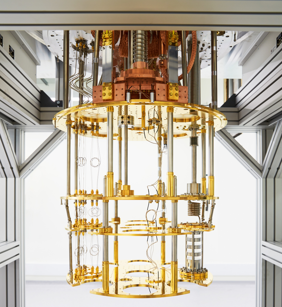 gold chandelier looking quantum computer