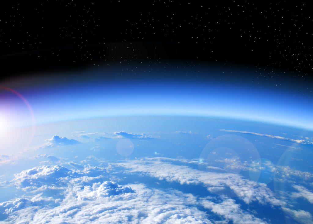 A space shot representing the emissions in the atmosphere