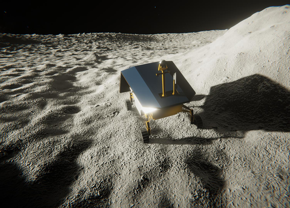 A rover looking for lunar ice