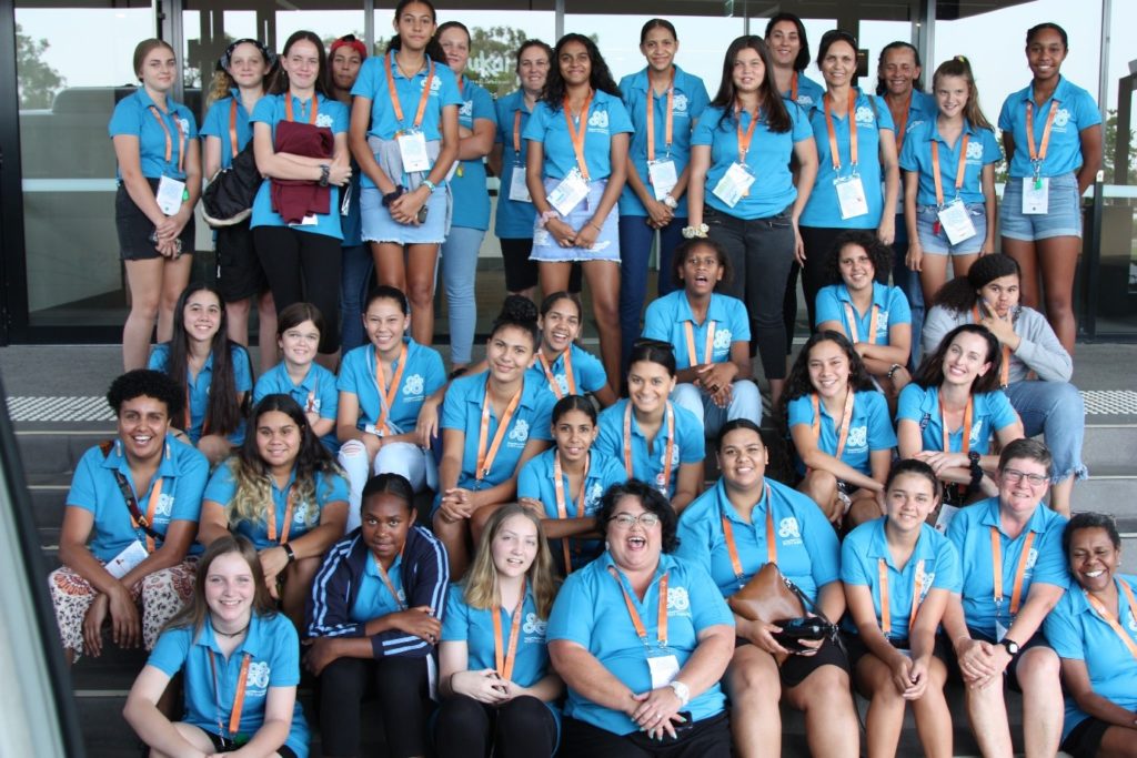 The Young Indigenous Women’s STEM Academy camp attendees in January 2020.
