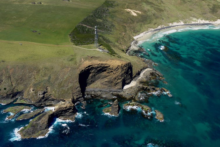 An aerial view of the testing station at Cape Grim, Tasmania.