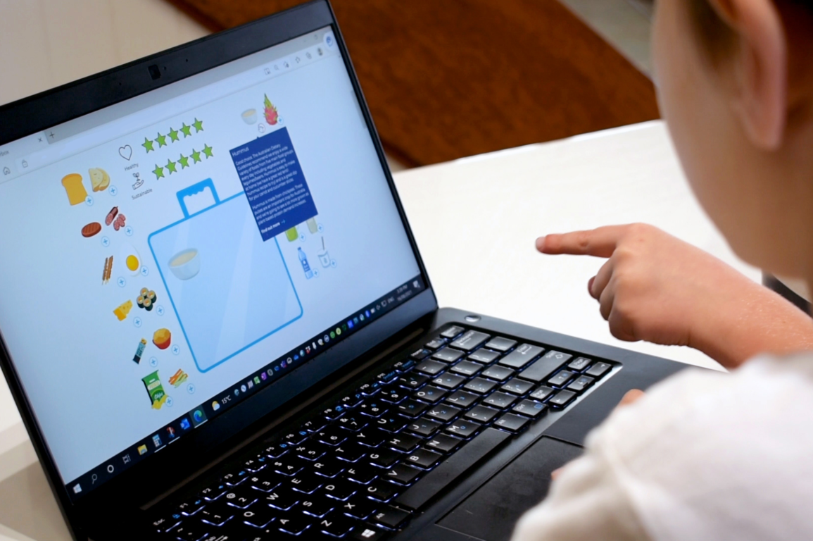A child using CSIRO tuckerbox on the computer
