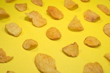 Chips on a yellow background