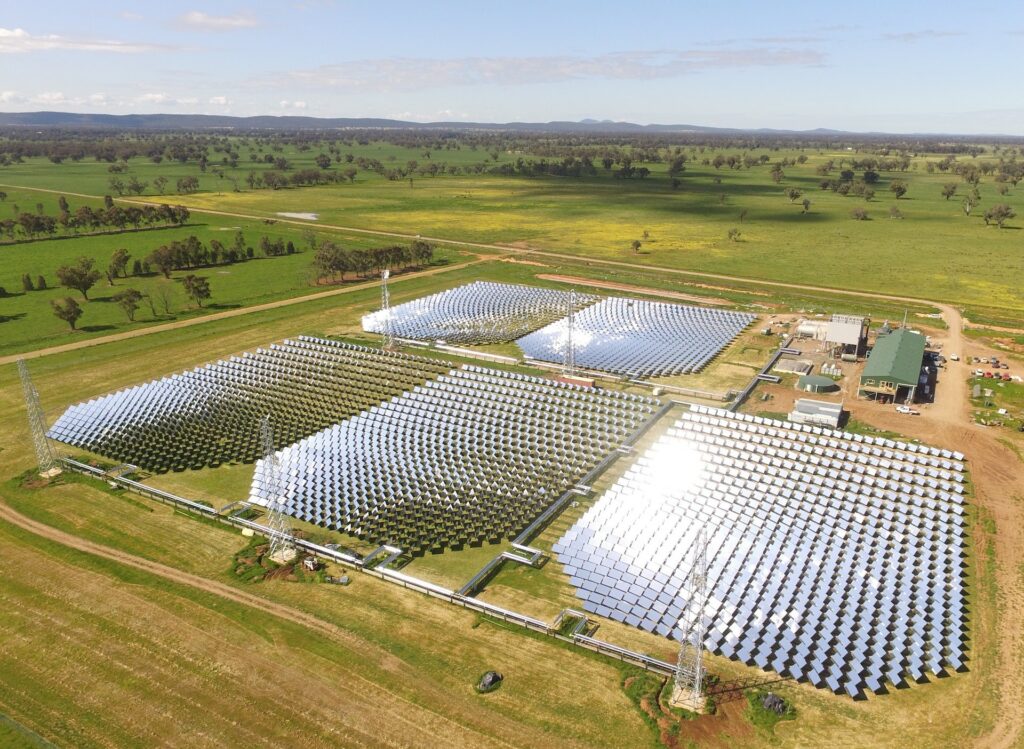 Vast Solar's pilot concentrated solar thermal plant in Jemalong, NSW, as seen from the air